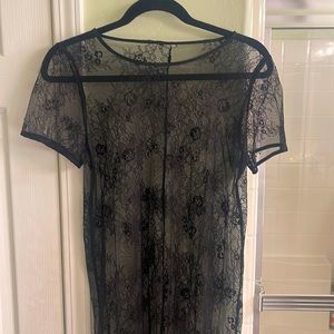 Black lace floor length coverup